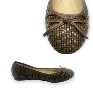 Coach Brown woven Coach and Four ballet flats Size 7